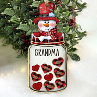 Thumbnail for Personalized Heart Jar Snowman Mom Grandma Christmas Printed Acrylic Ornament , Customized Holiday Ornament