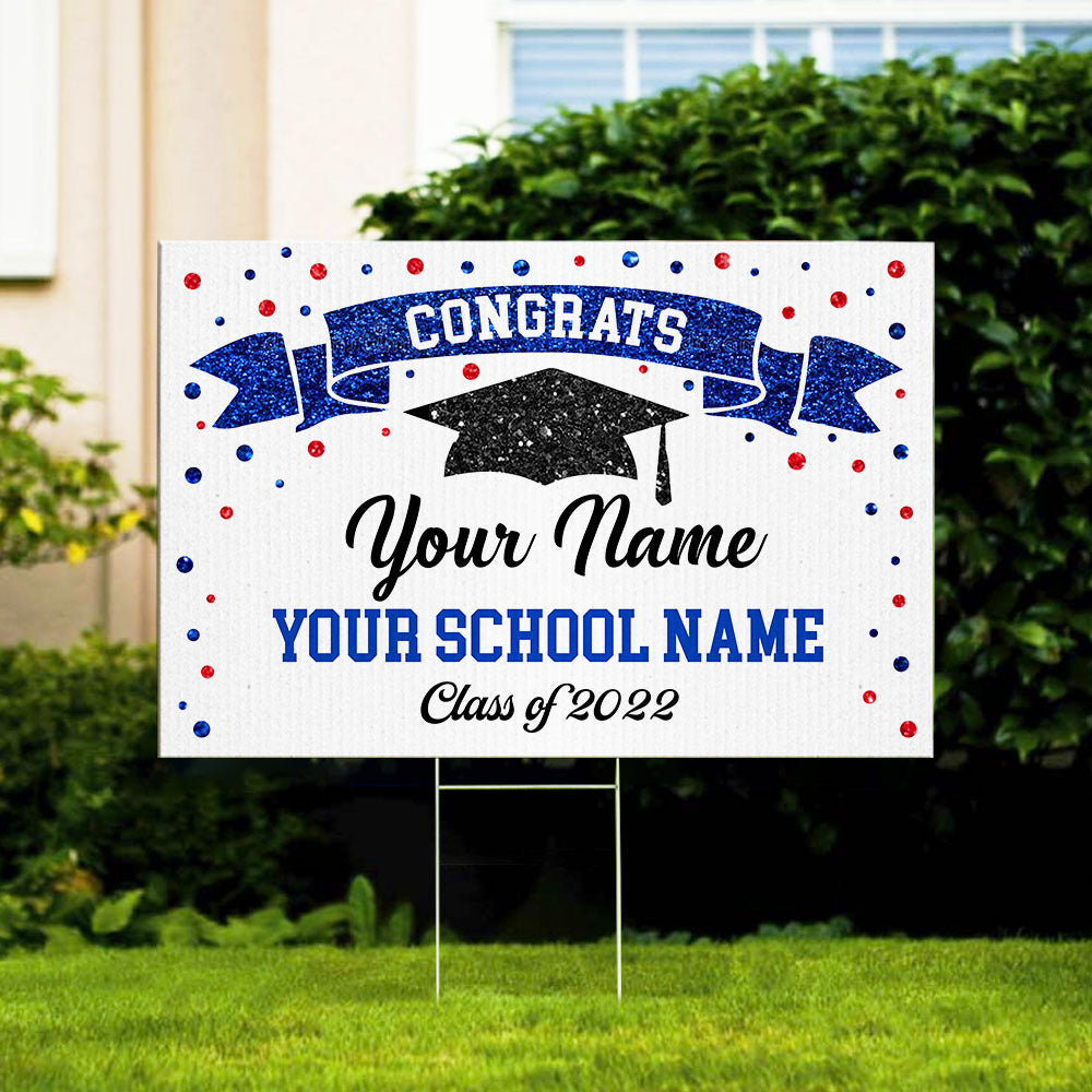 Glitter Ribbon Graduation Lawn Sign With Stake, Yard Sign