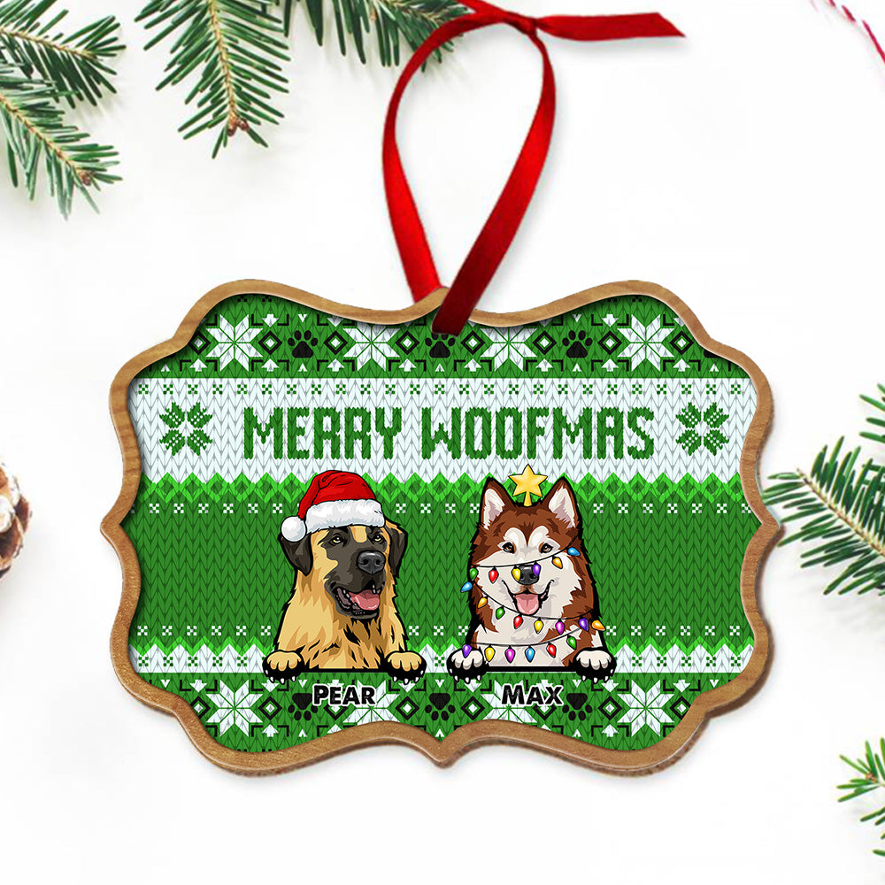 Merry Woofmas Personalized Dog Christmas Pattern MDF Ornament, Customized Holiday Ornament CHI-YEN