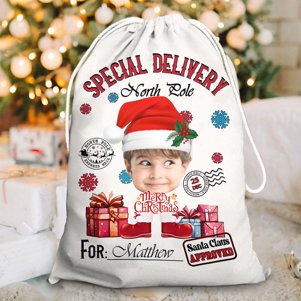 Personalized Santa Sack - Christmas Gift For Family - Face Photo Santa Costumes