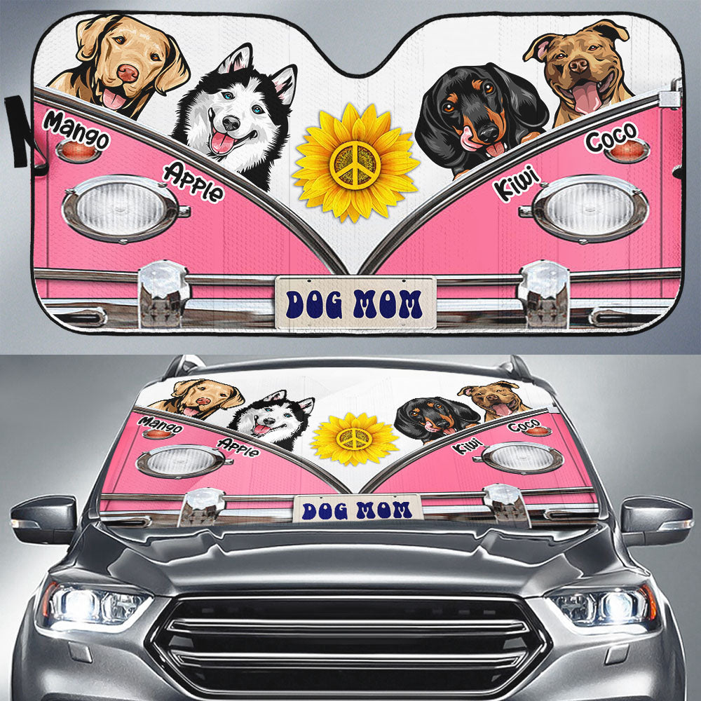 Dog Mom Hippie Dog Car Sunshade, Gift For Dog Lover Huyen-Thuy