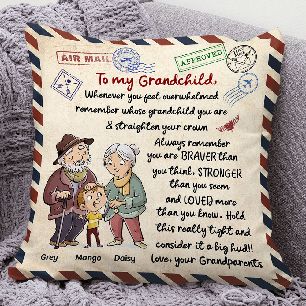 Personalized Letter To My Grandson Granddaughter Pillow, Gift For Grandpa Grandma CHI-THUY