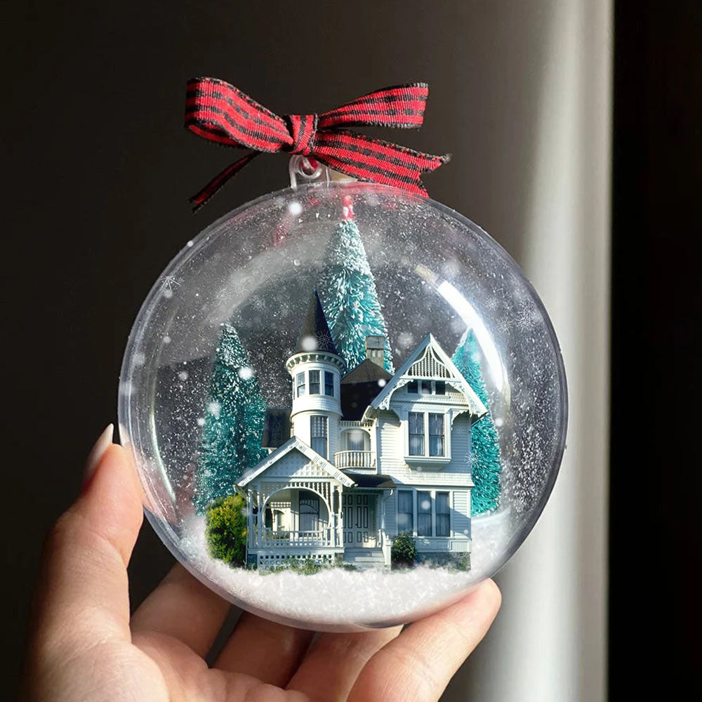 Personalized 3D Acrylic Ball Ornament - Christmas Gift For Family - New Home New Begingings House Photo