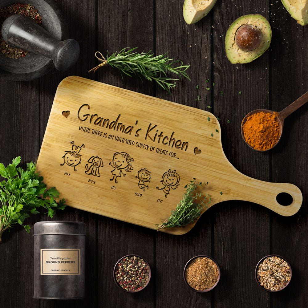 Grandma's Kitchen Personalized Wood Cutting Board