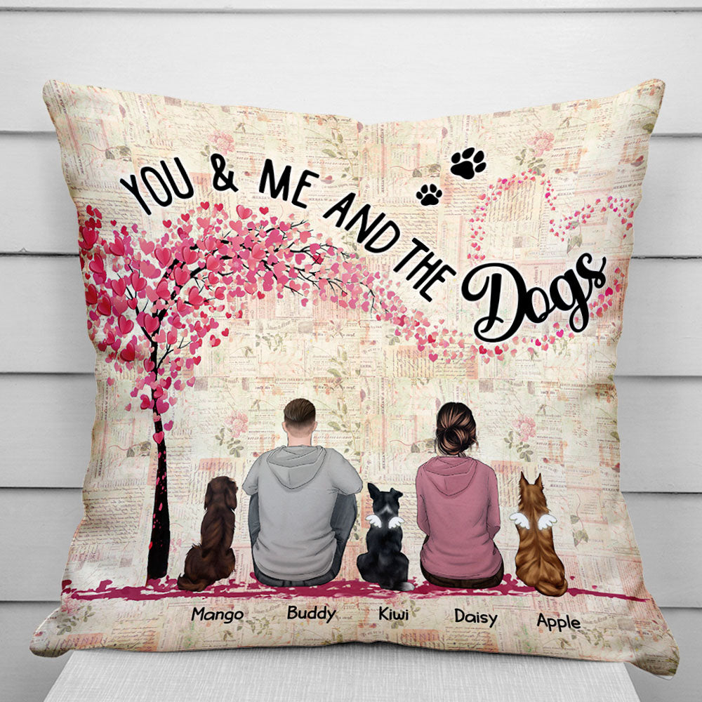 Personalized You & Me And The Dogs Couple Pillow, Dog Lovers Gifts, Couple Gifts, LGBT Couple Dung-Thuy