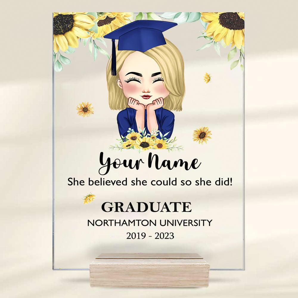 Personalized Face Senior Class Of 2023, Graduation Acrylic Plaque With Stand AC