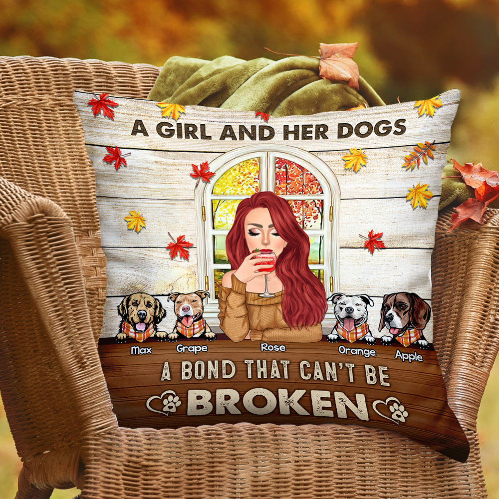 A Girl Her Dogs A Bond Custom Pillow, DIY Gift For Dog Lovers CT-YEN