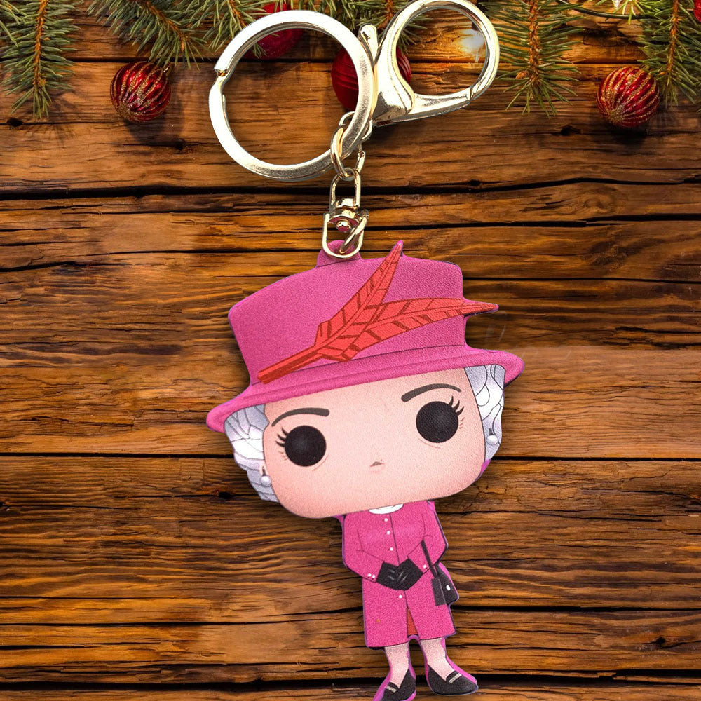 Queen Elizabeth II Christmas Leather Keychain