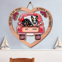 Thumbnail for The Road To My Heart Is Paved With Paw Prints Dog Car Shaped Wood Sign Dung-Yen