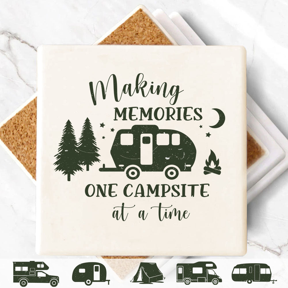 Making Memories One Campsite Square Stone Coaster