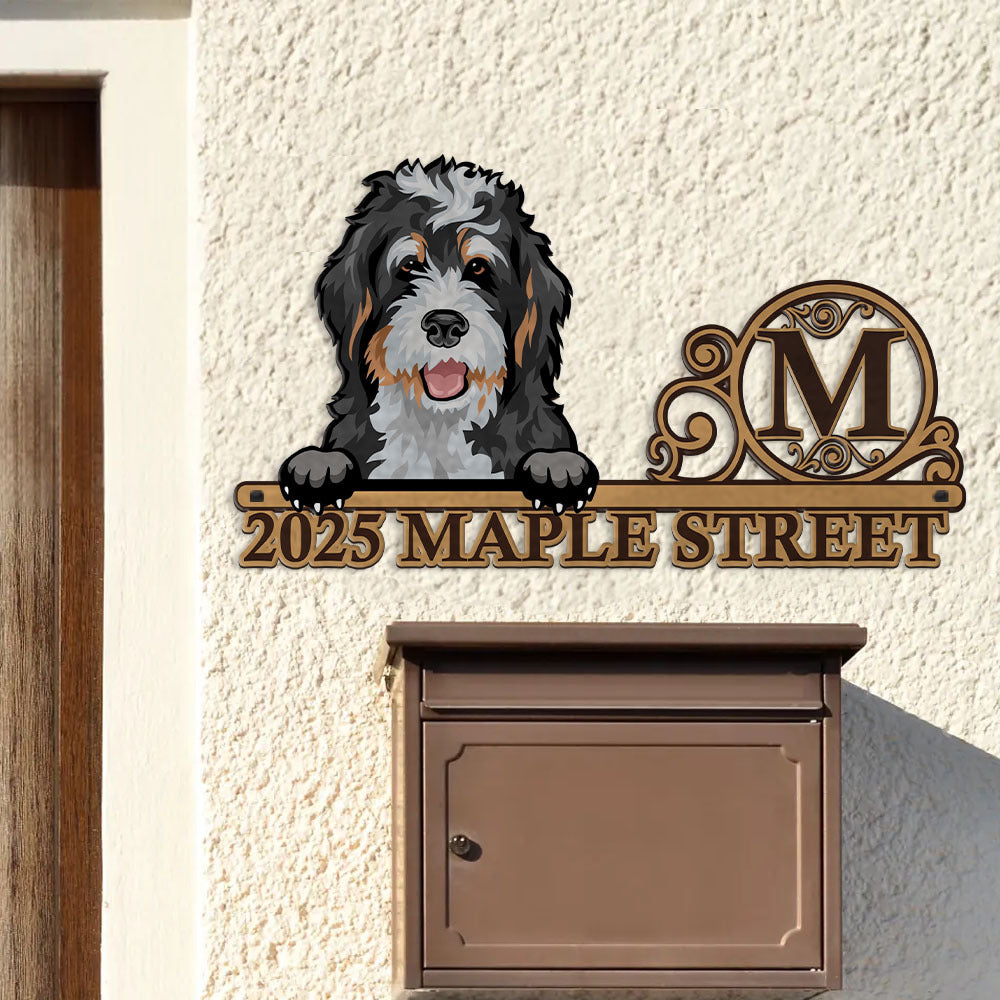 Personalized Metal Sign - Gift For Pet Lovers - Colorful Dog Cat Address Monogram Sign