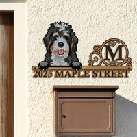 Thumbnail for Personalized Metal Sign - Gift For Pet Lovers - Colorful Dog Cat Address Monogram Sign