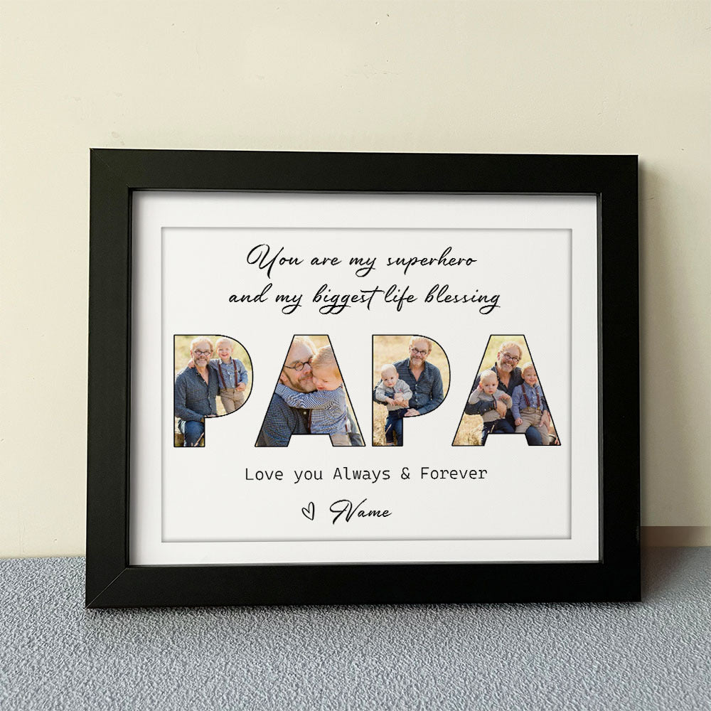 You Are My Superhero Papa Collage Photo Frame, Gift For Grandpa