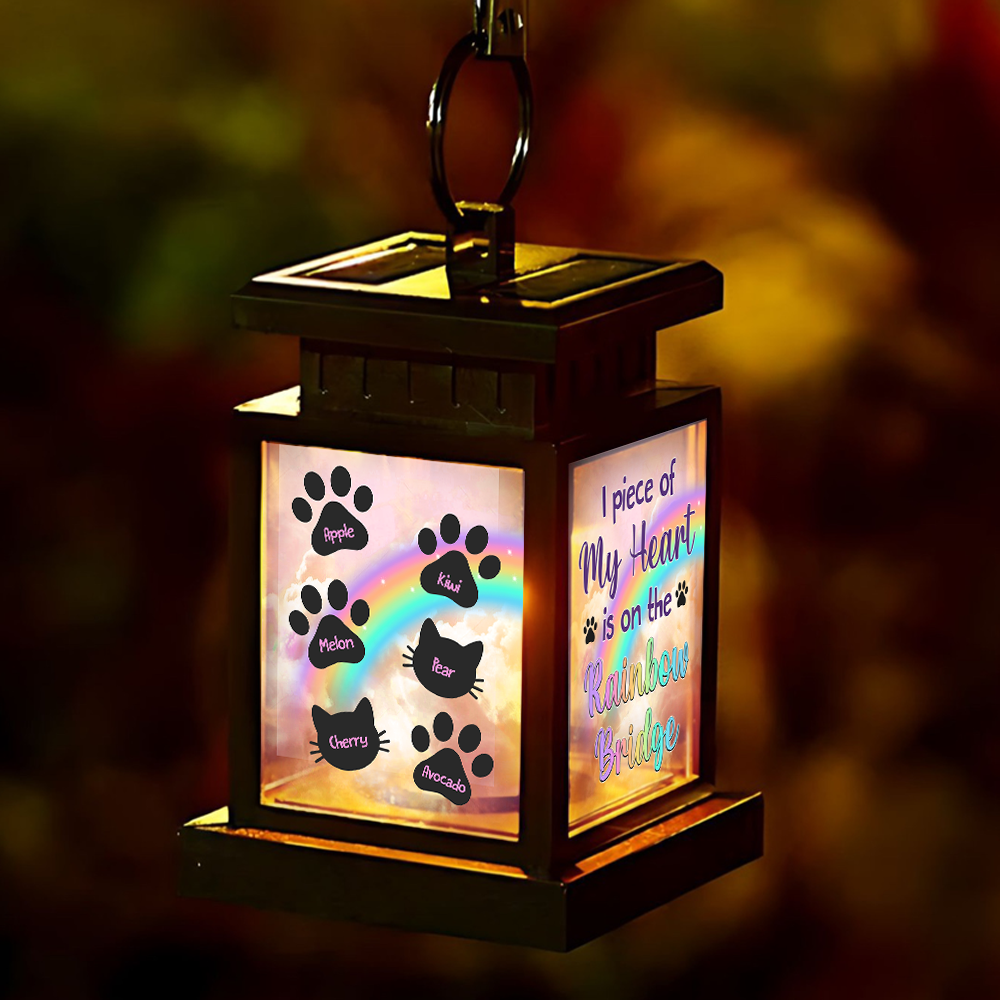 Personalized Solar Lantern - Christmas Gift For Pet Lover - A Piece of My Heart Is On The Rainbow Bridge Memorial Photo