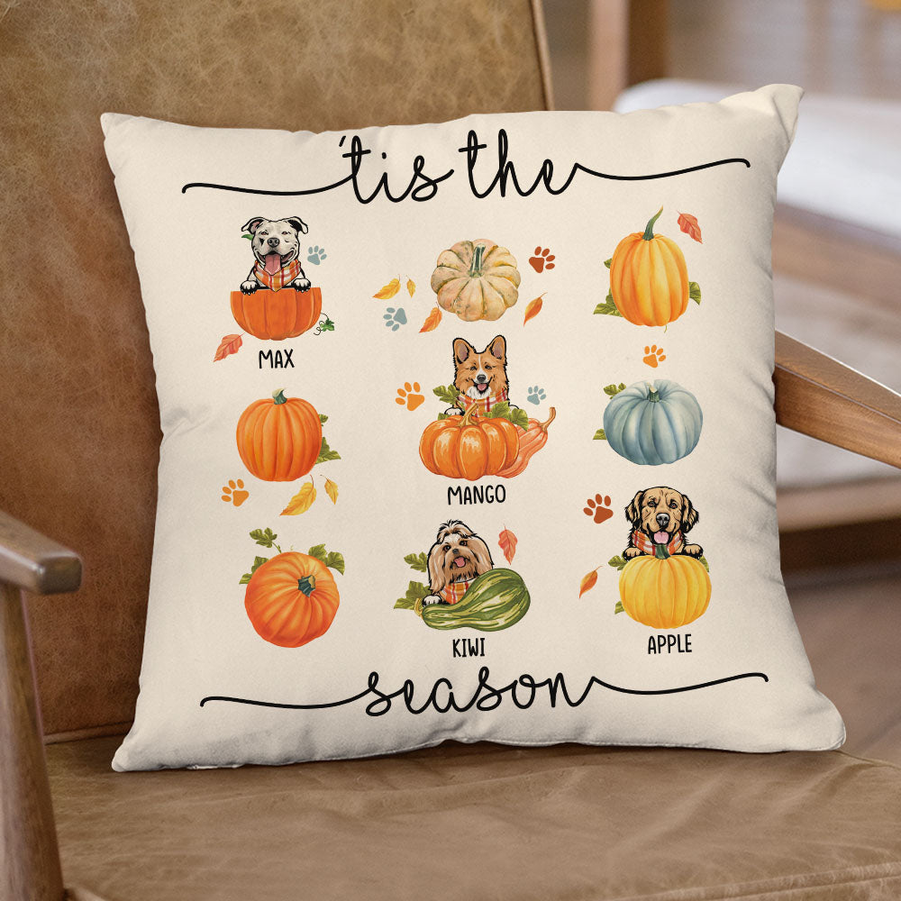 'Tis The Season Dog Fall Pillow, Custom Pet Pumpkin Huyen-Thuy