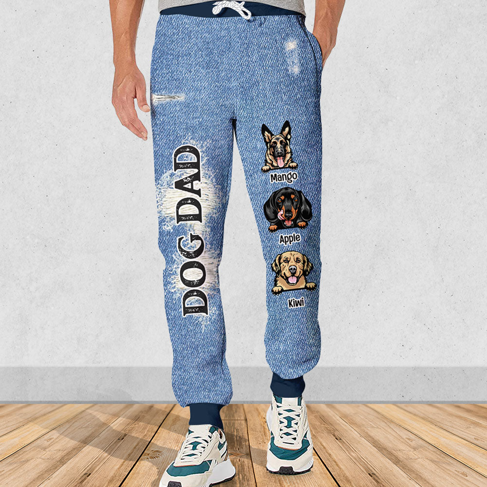 Custom Dog Mom Dog Dad Jeans Pattern Sweatpants, Best Gift For Dog Lovers Dung- Thuy