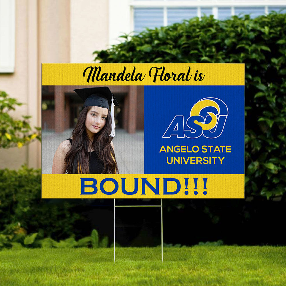 Bound Graduation Lawn Sign With Stake, Photo Yard Sign