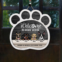 Thumbnail for Welcome To Dog House Paw Prints Shaped Door Sign, Dog Lover Gift