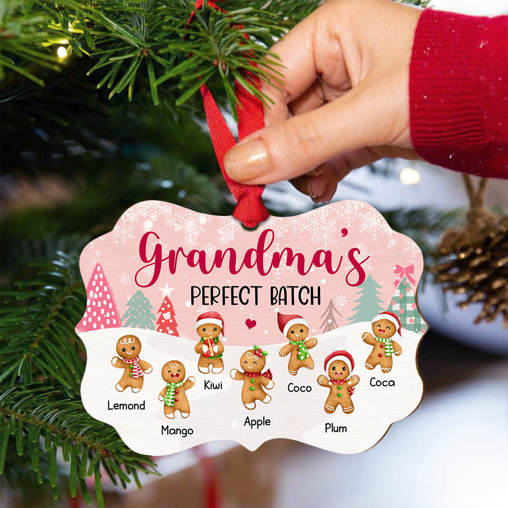 Personalized Mom Grandma Perfect Batch Grandkids Printed Wood Ornament, Christmas Gift For Grandparent CHI-THUY