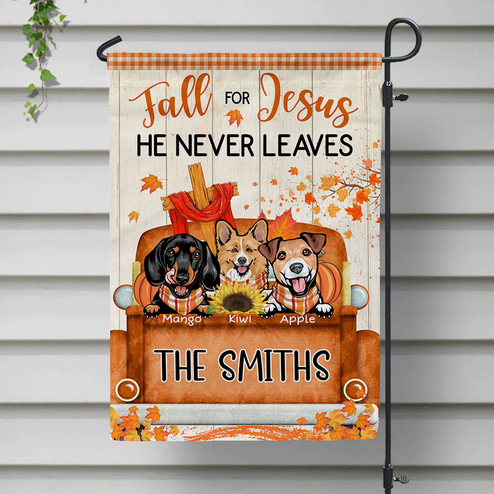 Fall For Jesus Dog Pumpkin Garden Flag, Autumn Decor Huyen-Thuy