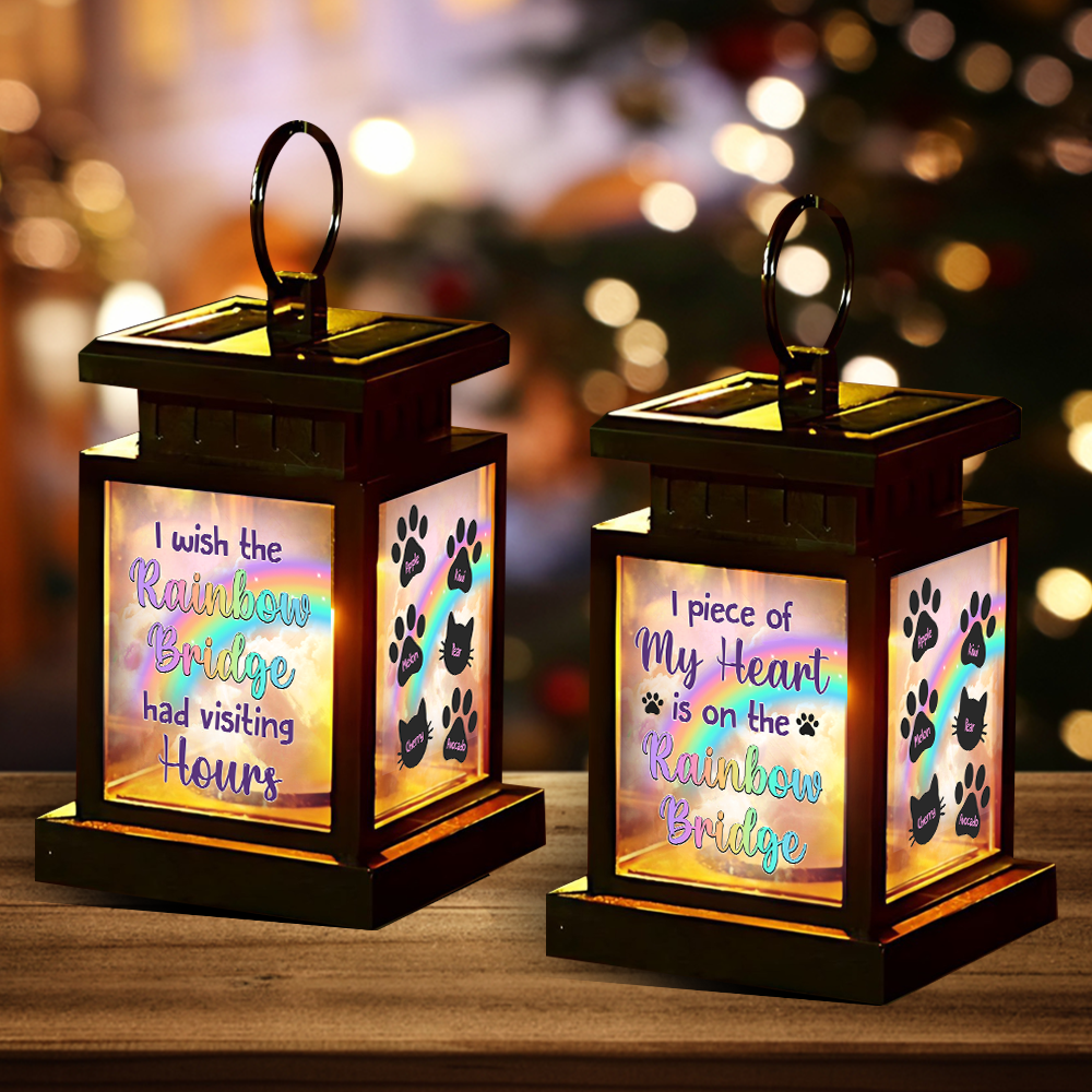 Personalized Solar Lantern - Christmas Gift For Pet Lover - A Piece of My Heart Is On The Rainbow Bridge Memorial Photo