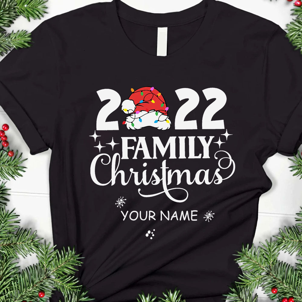 Custom Name Family Christmas 2022 T-Shirt, Christmas Gift CustomCat