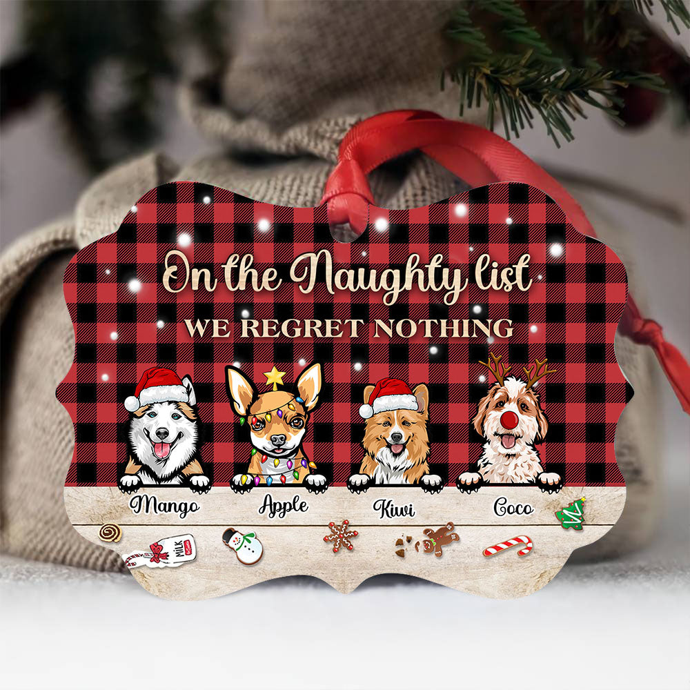 Personalized On The Naughty List We Regret Nothing Dog Christmas Benelux Ornament CHI-THUY