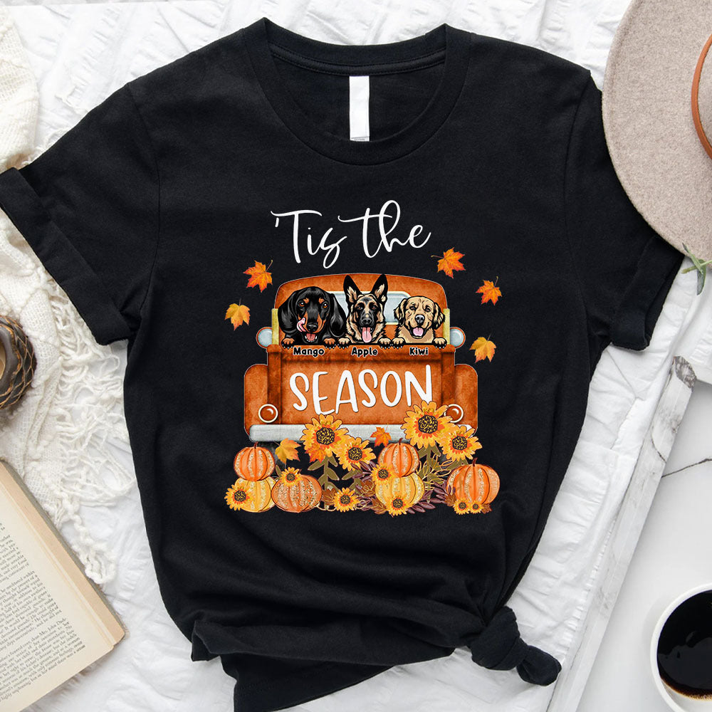 'Tis The Season Dog Fall Tshirt, Custom Dog Gift CustomCat