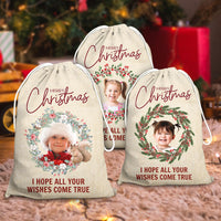 Thumbnail for Personalized Santa Sack - Christmas Gift For Family - Christmas Wreath Family Photo