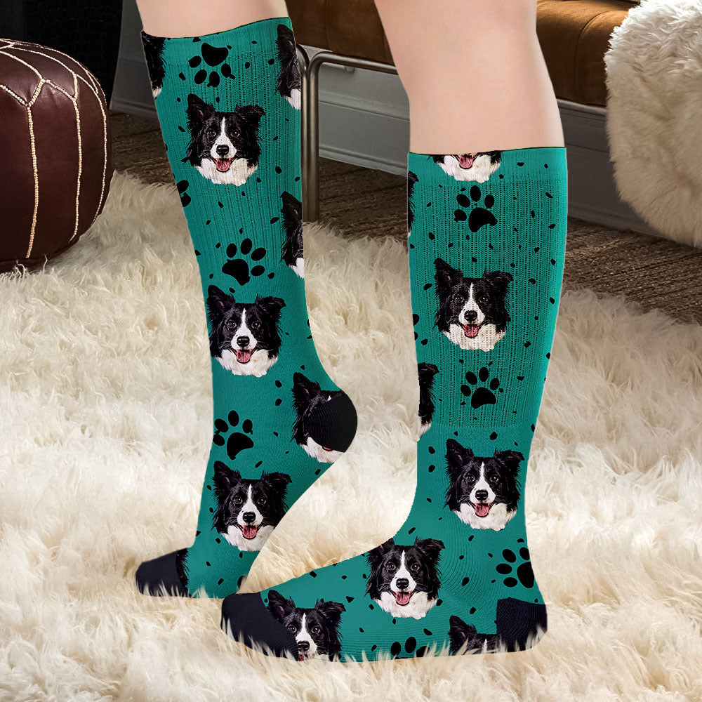 Custom Pet Face Cutout Photo Christmas Socks, Christmas Gift YHN-THUY