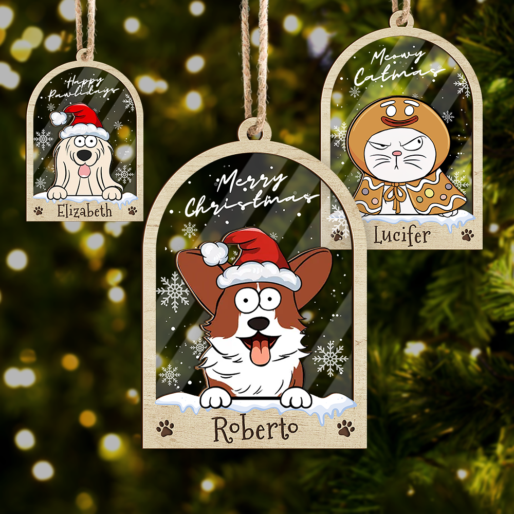 Personalized Acrylic Ornament - Christmas Gift For Pet Lovers - Christmas Bell With Dog Cat