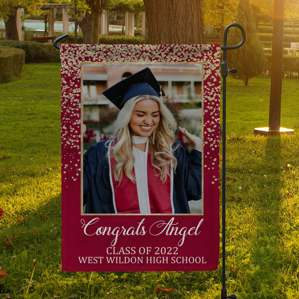 Congrats Photo Graduation Garden Flag, Graduation Gift