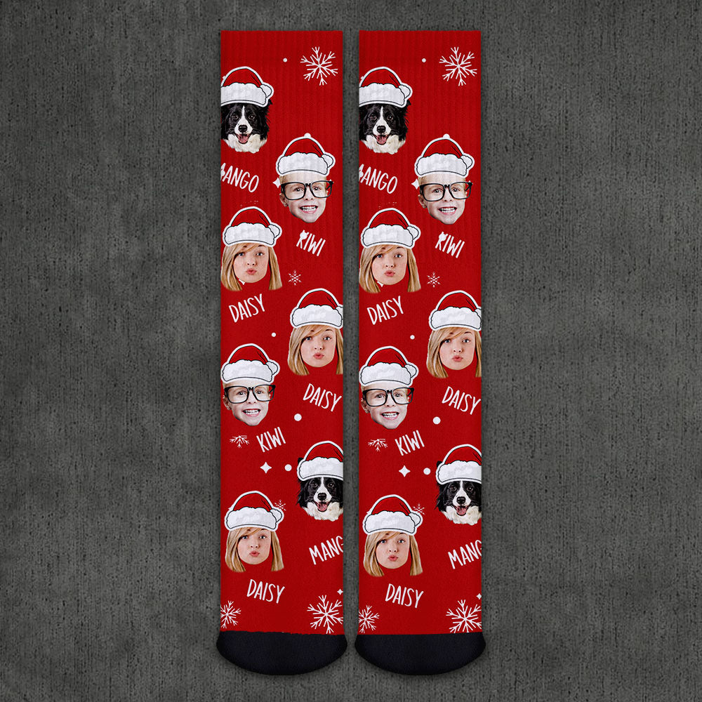 Custom Face Cutout Photo Christmas Socks, Christmas Gift JonxiFon