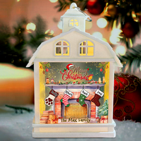 Thumbnail for Personalized House Lantern - Christmas Gift For Family - Fireplace With Christmas Stockings