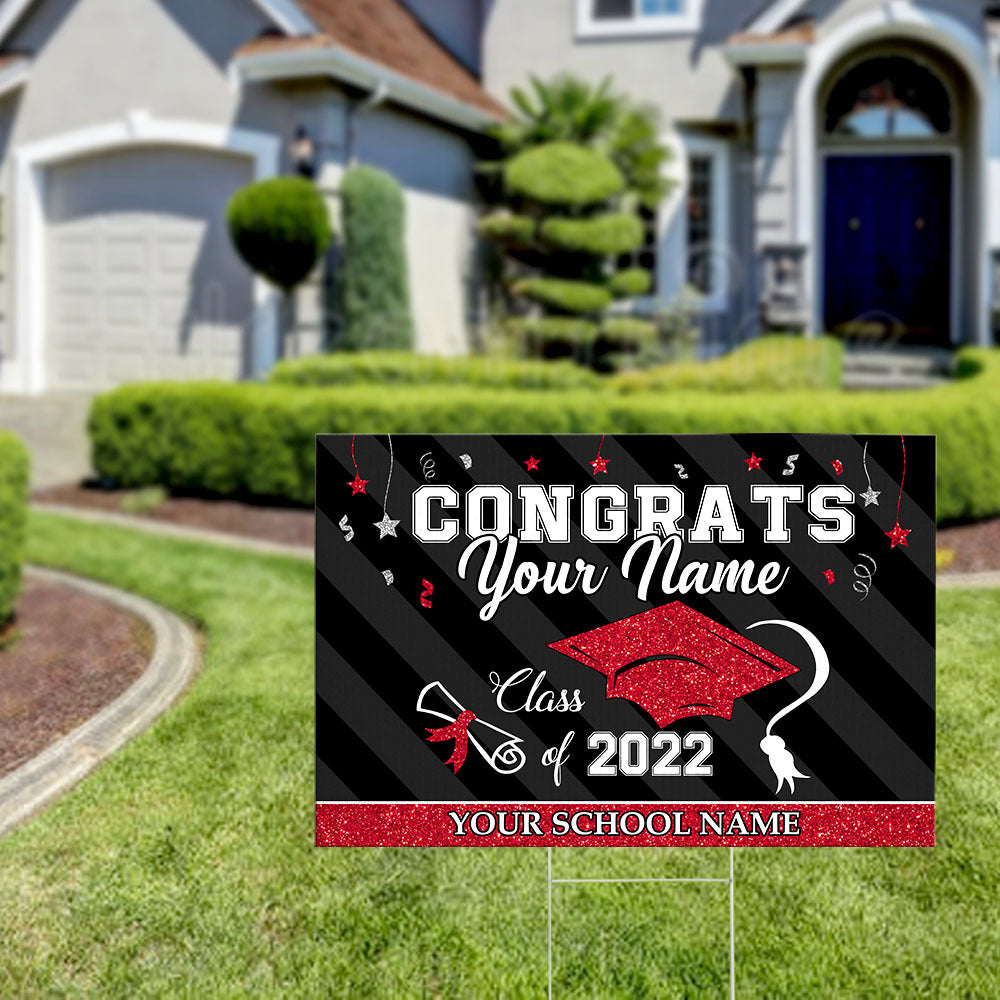 Congrats Class Of 2022 Graduation Lawn Sign With Stake