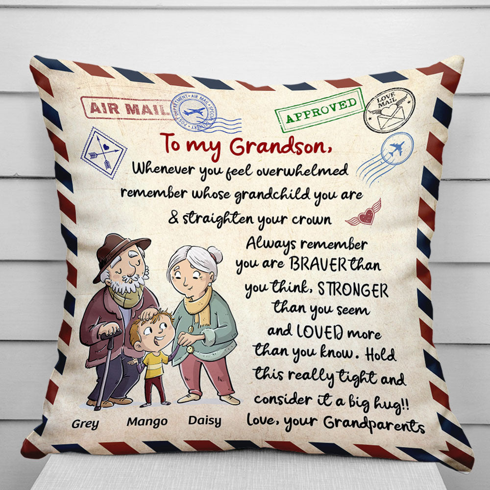 Personalized Letter To My Grandson Granddaughter Pillow, Gift For Grandpa Grandma CHI-THUY