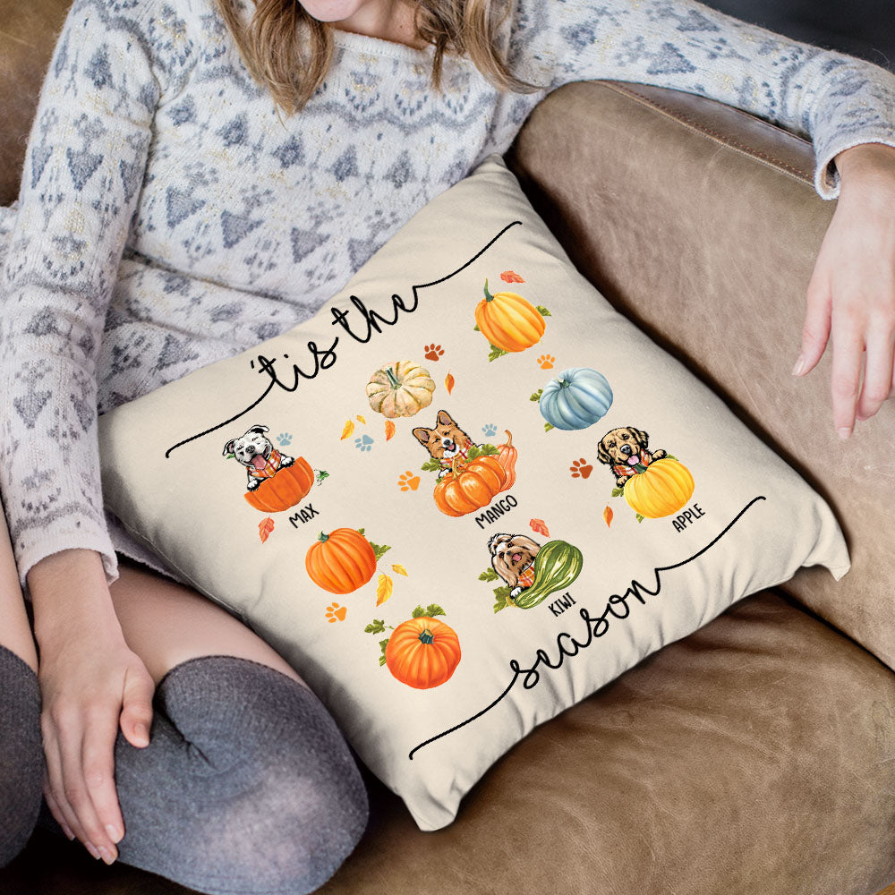 'Tis The Season Dog Fall Pillow, Custom Pet Pumpkin Huyen-Thuy