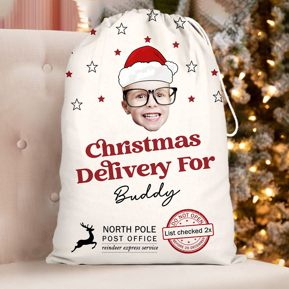 Custom Christmas Delivery Face Photo Family Christmas Bag, Christmas Gift