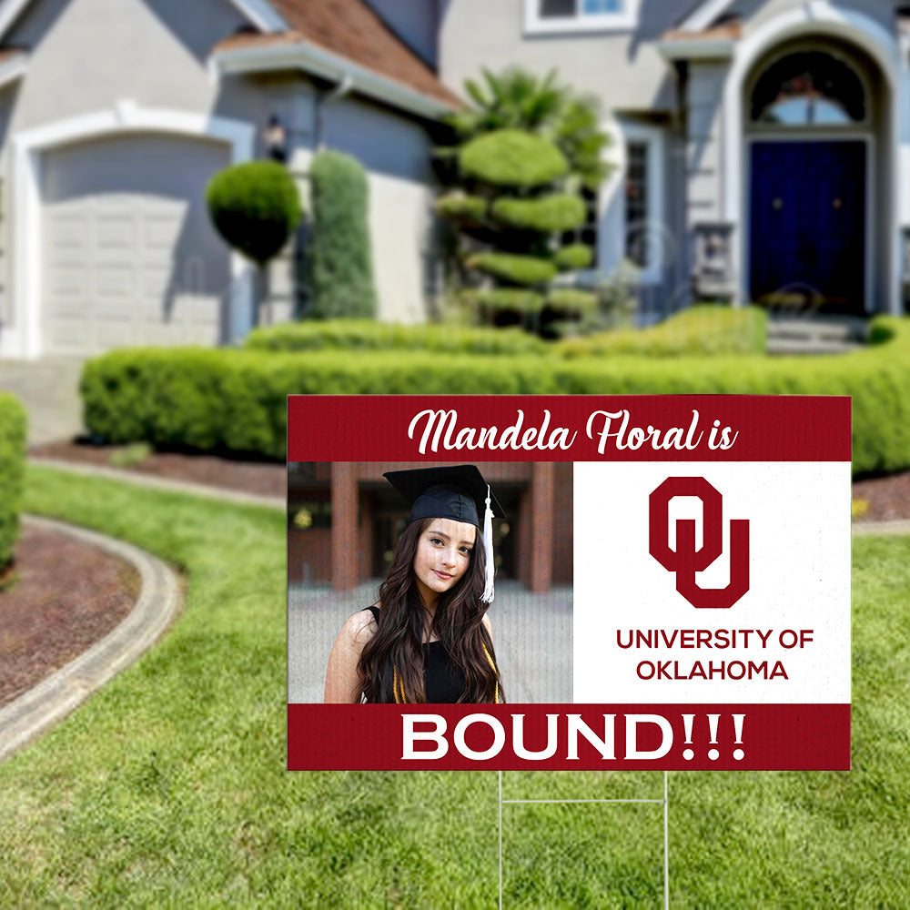 Bound Graduation Lawn Sign With Stake, Photo Yard Sign