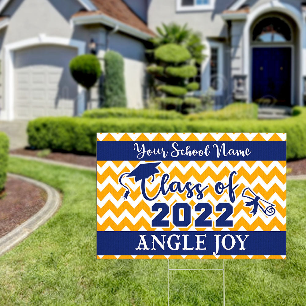 Chevron Design Graduation Lawn Sign With Stake, Photo Yard Sign