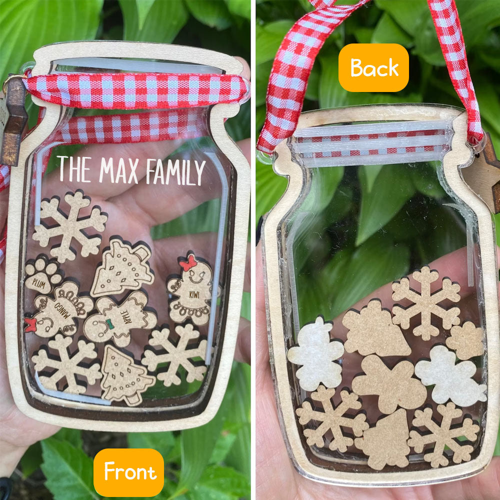 Custom Gingerbread Family Jar Layered Ornament, Funny Ornament YHN-THUY