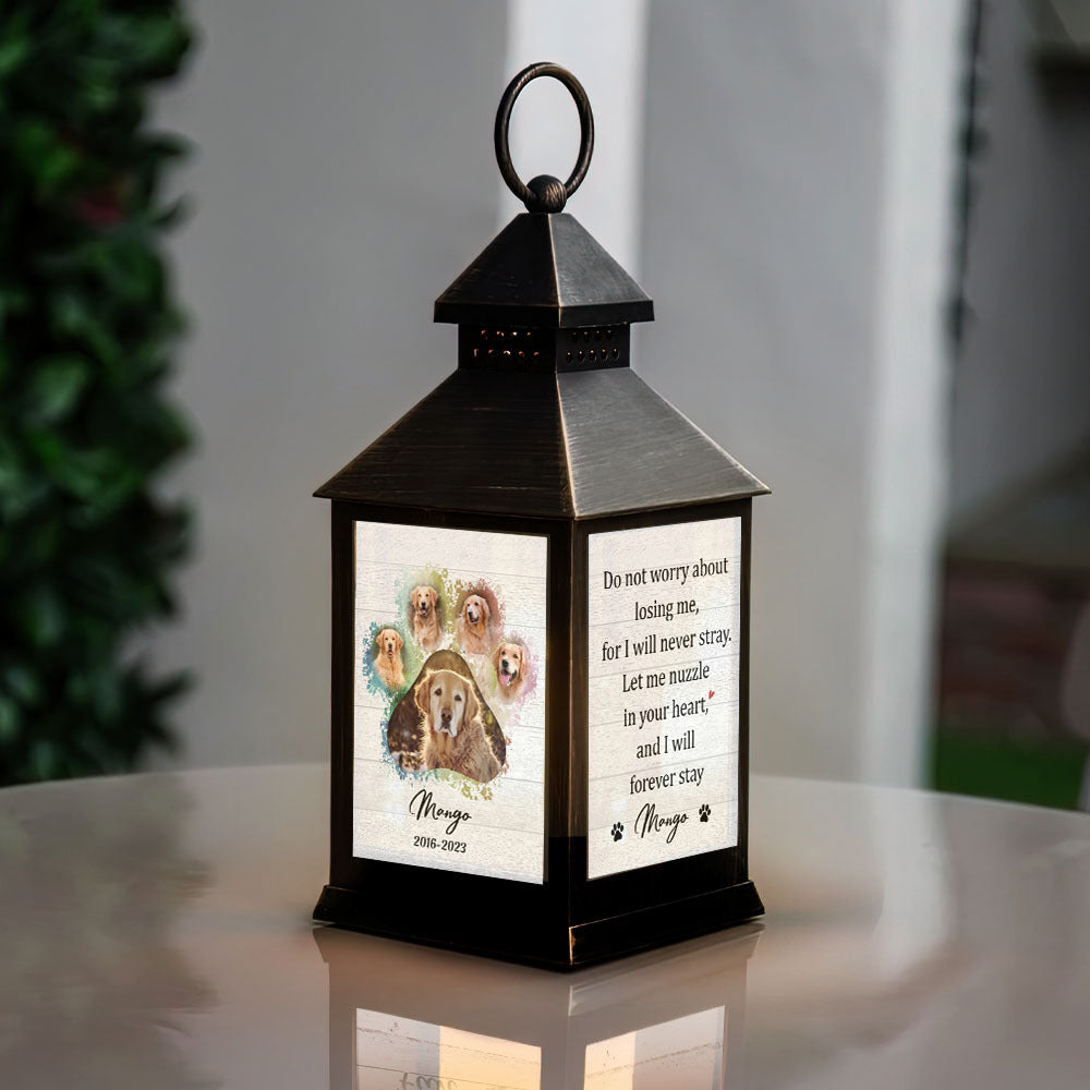 Custom Do Not Worry About Losing Me Paw Prints Photo Lantern II, Pet Memorial Gift JonxiFon