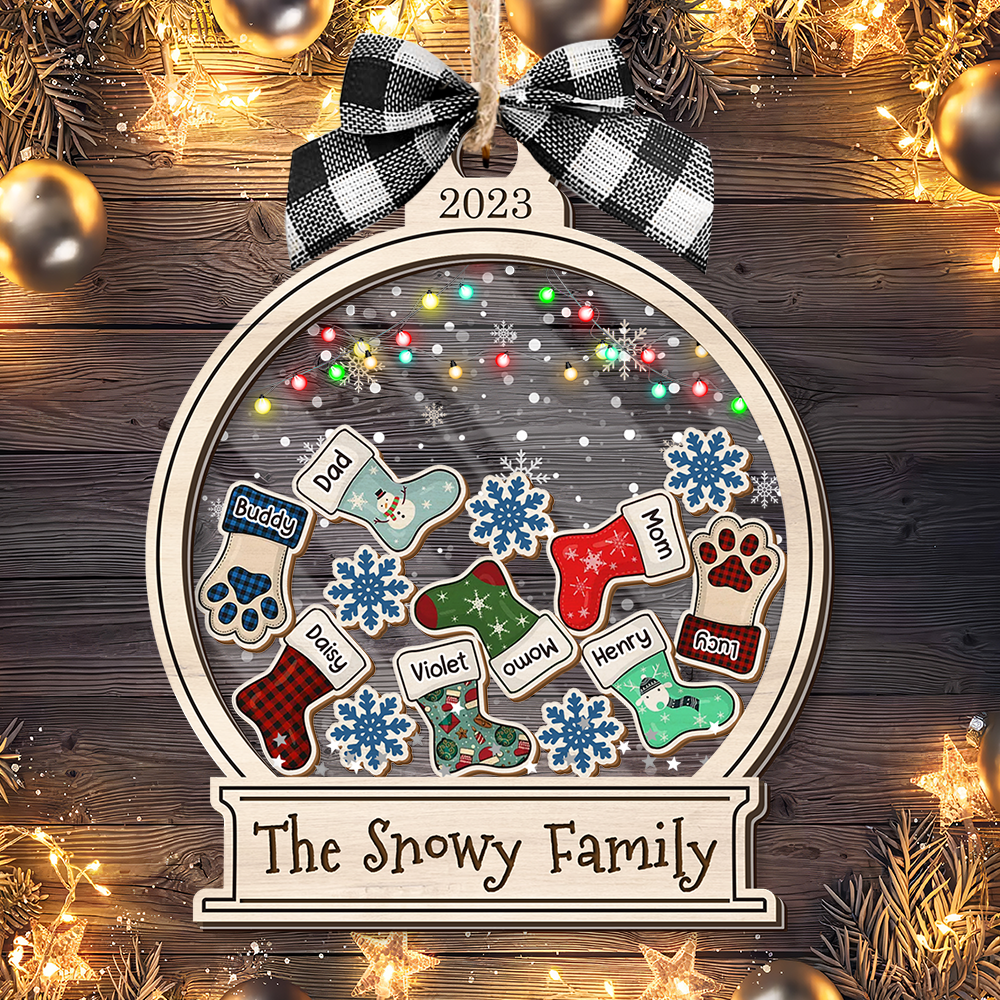 Personalized Shaker Ornament - Christmas Gift For Family - Gingerbread Family Stockings