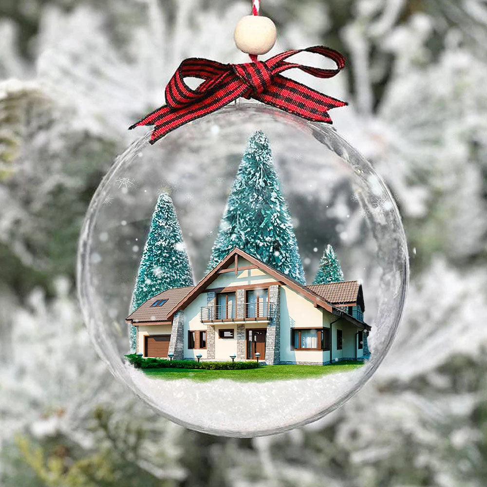 Personalized 3D Acrylic Ball Ornament - Christmas Gift For Family - New Home New Begingings House Photo