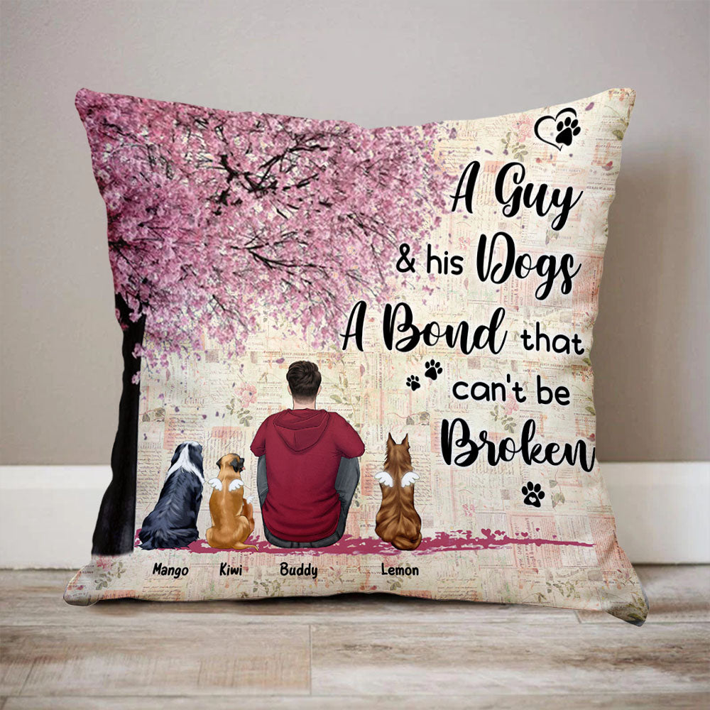 Personalized A Girl & Her Dog A Bond That Can't Be Broken Pillow, Gift For Dog Mom Dog Dad Dung-Thuy