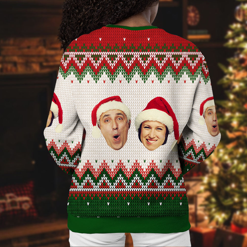 Annoying Each Other Custom Couple Face Ugly Christmas Sweatshirt Gift For Lovers, All-Over-Print Sweatshirt CHI-THUY