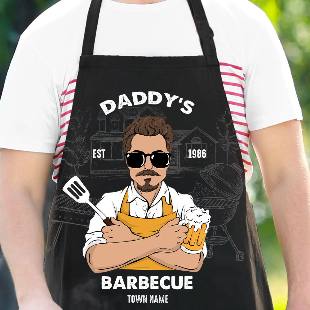 Daddy's Barbecue Apron, Gift For Dad, Custom Text & Clipart