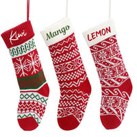 Thumbnail for Personalized Embroidered Christmas Stocking V3- Christmas Gift For Family - Red And Green Wool Socks