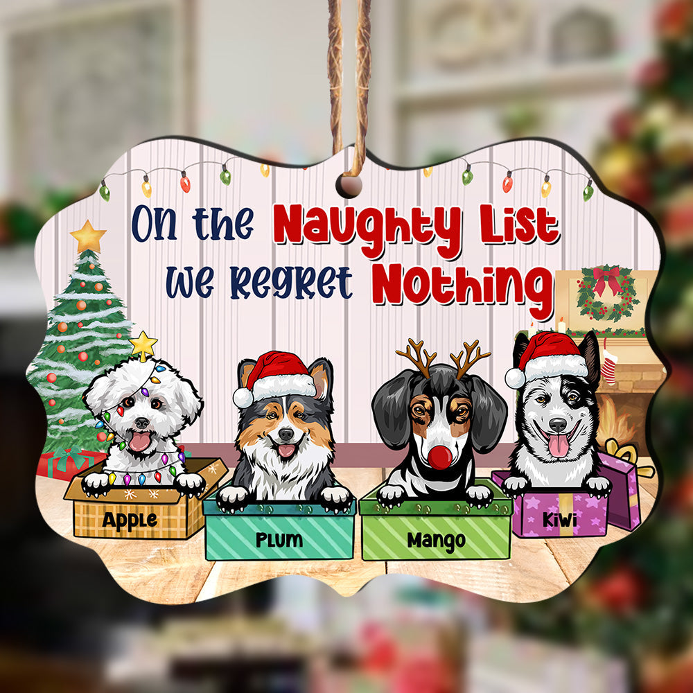 On The Naughty List Personalized Dog Christmas MDF Ornament, Customized Holiday Ornament CHI-YEN