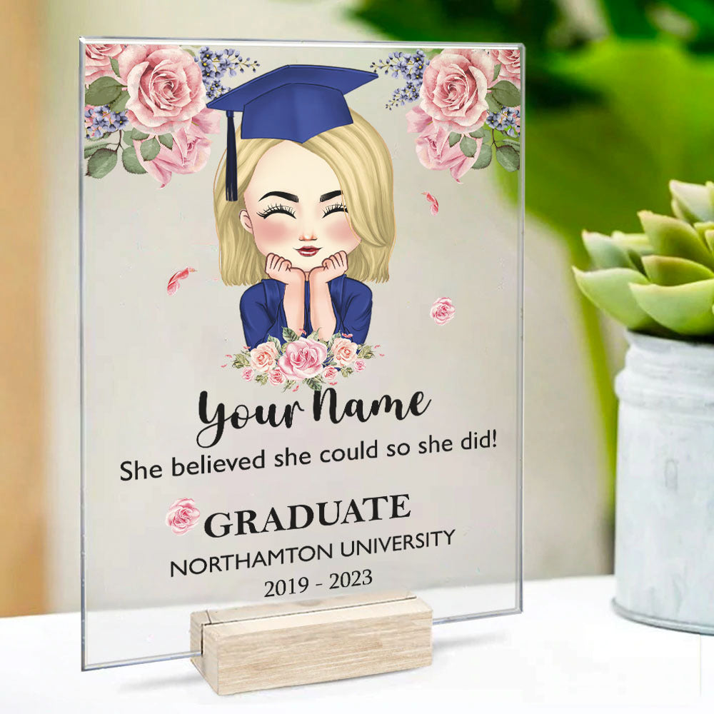 Personalized Face Senior Class Of 2023, Graduation Acrylic Plaque With Stand AC